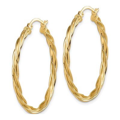14K Yellow Gold 34mm Twisted Hoop Earrings – view 3