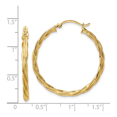 14K Yellow Gold 34mm Twisted Hoop Earrings – view 5