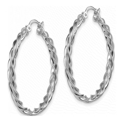 14K White Gold 34mm Twisted Hoop Earrings – view 3