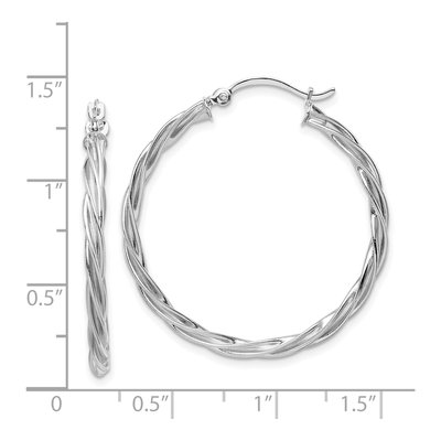 14K White Gold 34mm Twisted Hoop Earrings – view 5