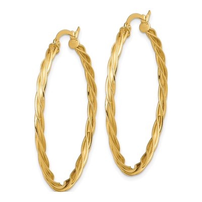 14K Yellow Gold 40mm Twisted Hoop Earrings – view 3