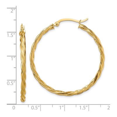 14K Yellow Gold 40mm Twisted Hoop Earrings – view 5