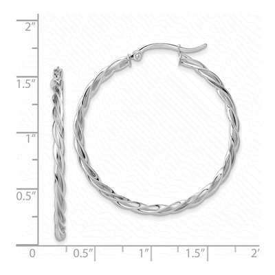 14K White Gold 40mm Twisted Hoop Earrings – view 5