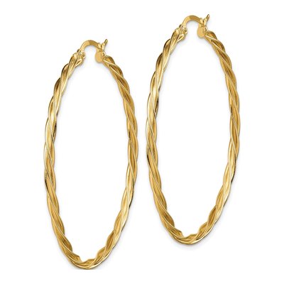 14K Yellow Gold 52mm Twisted Hoop Earrings – view 2