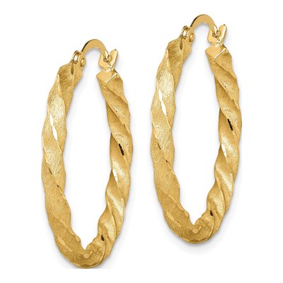 14K Yellow Gold 26mm Twisted Diamond-Cut Hoop Earrings – view 2
