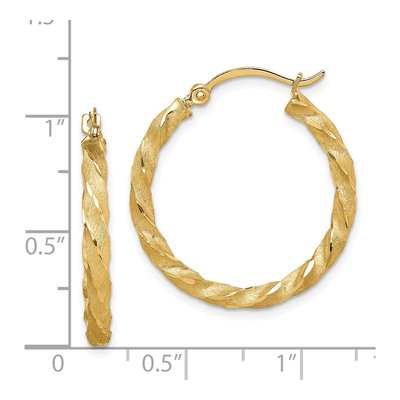 14K Yellow Gold 26mm Twisted Diamond-Cut Hoop Earrings – view 4