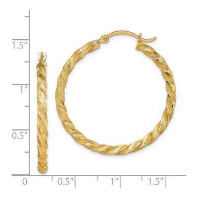 14K Yellow Gold 34mm Twisted Diamond-Cut Hoop Earrings – view 4