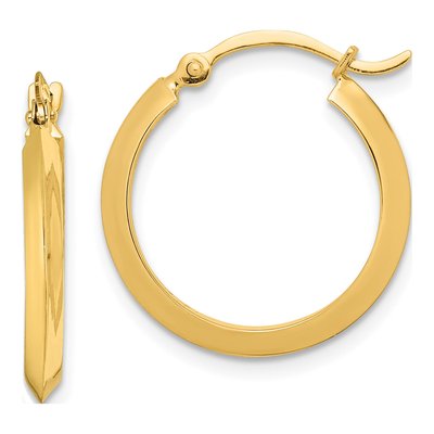 14K Yellow Gold 20mm Knife-Edge Tube Hoop Earrings