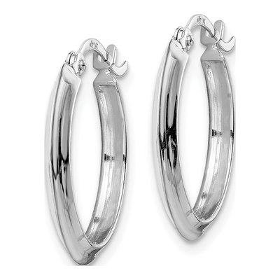 14K White Gold 20mm Knife-Edge Tube Hoop Earrings – view 3