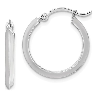 14K White Gold 20mm Knife-Edge Tube Hoop Earrings