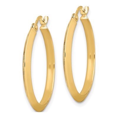 14K Yellow Gold 26mm Knife-Edge Tube Hoop Earrings – view 2