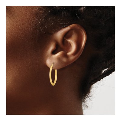 14K Yellow Gold 26mm Knife-Edge Tube Hoop Earrings – view 3