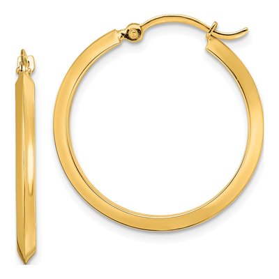 14K Yellow Gold 26mm Knife-Edge Tube Hoop Earrings