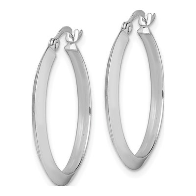 14K White Gold 26mm Knife-Edge Tube Hoop Earrings – view 2