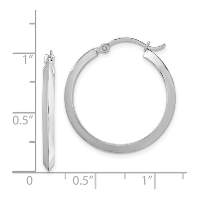14K White Gold 26mm Knife-Edge Tube Hoop Earrings – view 4
