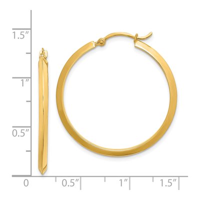 14K Yellow Gold 33mm Knife-Edge Tube Hoop Earrings – view 4