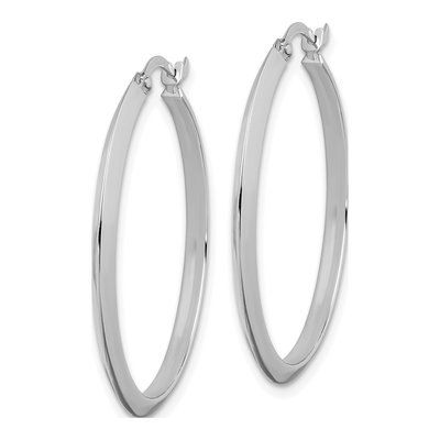 14K White Gold 33mm Knife-Edge Tube Hoop Earrings – view 3