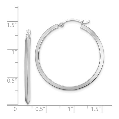 14K White Gold 33mm Knife-Edge Tube Hoop Earrings – view 5