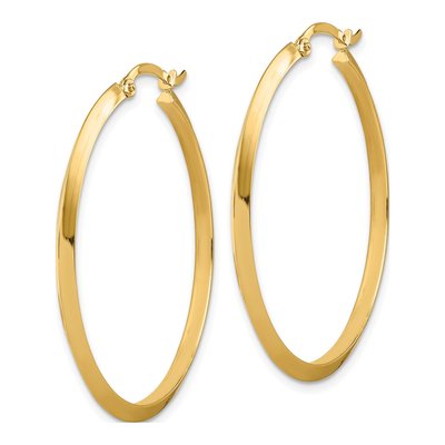 14K Yellow Gold 39mm Knife-Edge Tube Hoop Earrings – view 3