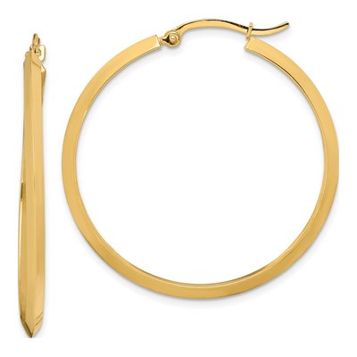 14K Yellow Gold 39mm Knife-Edge Tube Hoop Earrings