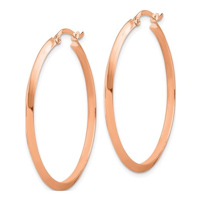 14K Rose Gold 39mm Knife-Edge Tube Hoop Earrings – view 3