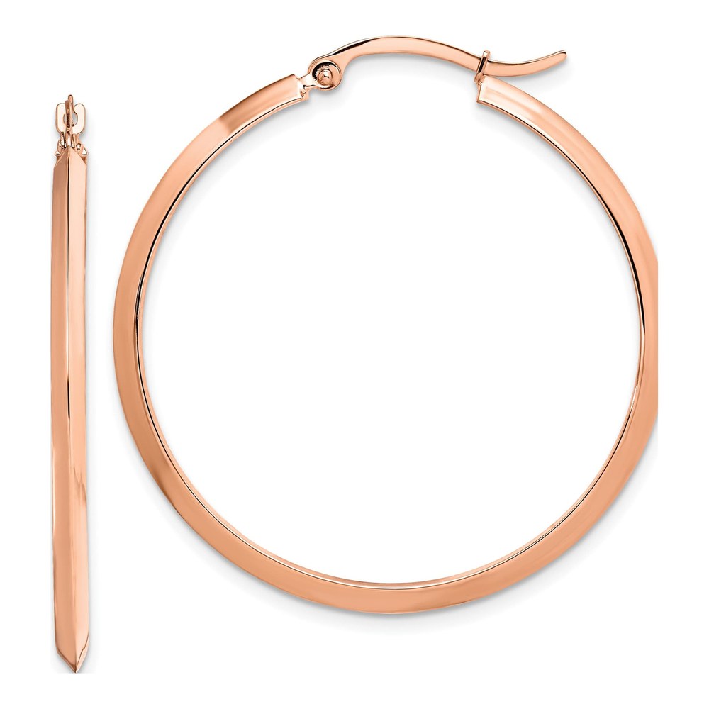 14K Rose Gold 39mm Knife-Edge Tube Hoop Earrings
