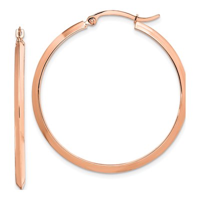 14K Rose Gold 39mm Knife-Edge Tube Hoop Earrings