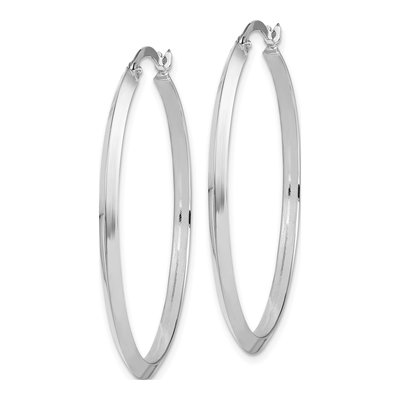 14K White Gold 39mm Knife-Edge Tube Hoop Earrings – view 3