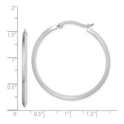 14K White Gold 39mm Knife-Edge Tube Hoop Earrings – view 5