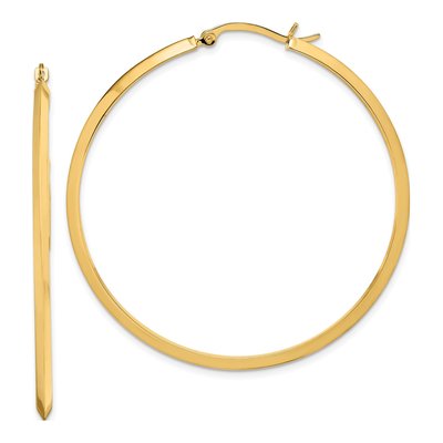 14K Yellow Gold 53mm Knife-Edge Tube Hoop Earrings