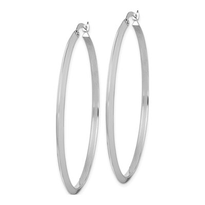 14K White Gold 53mm Knife-Edge Tube Hoop Earrings – view 3