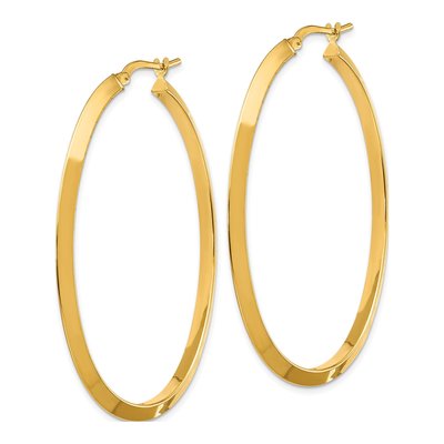 14K Yellow Gold Large Knife-Edge Oval Hoop Earrings – view 3