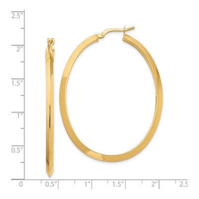 14K Yellow Gold Large Knife-Edge Oval Hoop Earrings – view 5