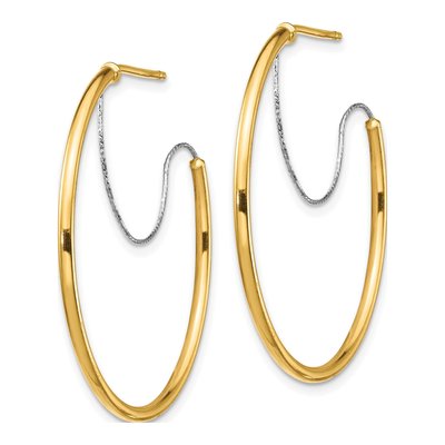 14K Two-Tone Gold 34mm Large Wire Hoop Earrings – view 3