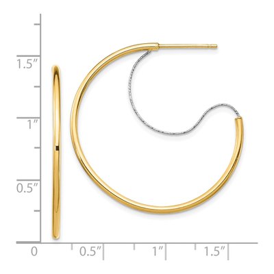 14K Two-Tone Gold 34mm Large Wire Hoop Earrings – view 4
