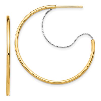 14K Two-Tone Gold 34mm Large Wire Hoop Earrings
