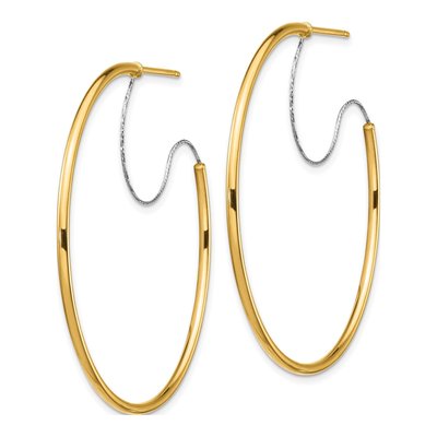 14K Two-Tone Gold 45mm Large Diamond-Cut Hoop Earrings – view 2