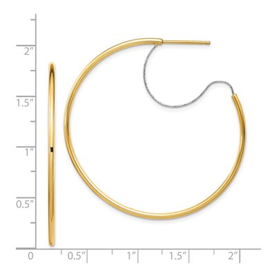 14K Two-Tone Gold 45mm Large Diamond-Cut Hoop Earrings – view 4