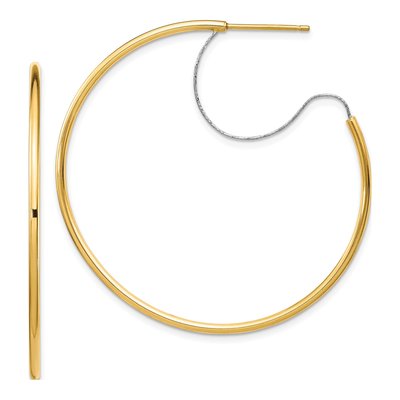 14K Two-Tone Gold 45mm Large Diamond-Cut Hoop Earrings
