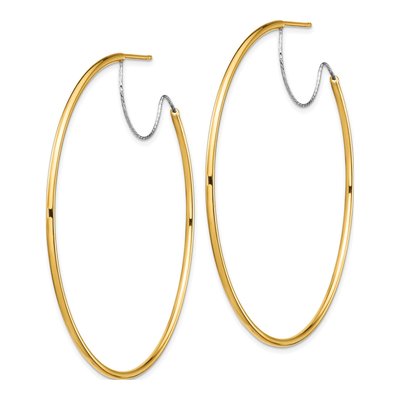 14K Two-Tone Gold 55mm Diamond-Cut Large Hoop Earrings – view 3