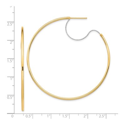 14K Two-Tone Gold 55mm Diamond-Cut Large Hoop Earrings – view 5