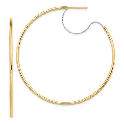 14K Two-Tone Gold 55mm Diamond-Cut Large Hoop Earrings