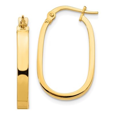 14K Yellow Gold 24mm Oval Tube Hoop Earrings