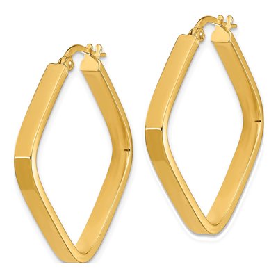 14K Yellow Gold 30mm Square Tube Hoop Earrings – view 3