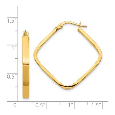 14K Yellow Gold 30mm Square Tube Hoop Earrings – view 5