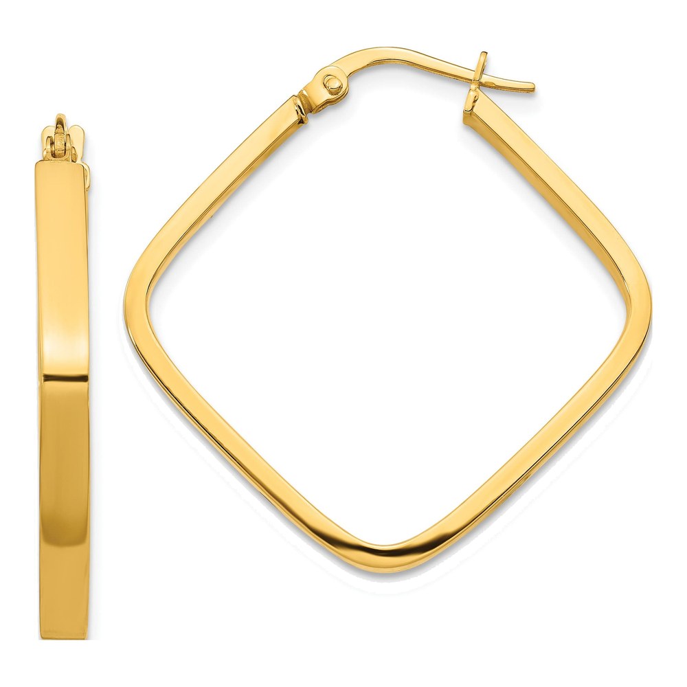 14K Yellow Gold Square Tube Hoop Earrings