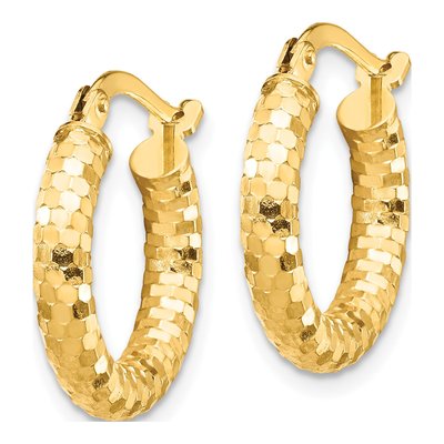 14K Yellow Gold 17mm Diamond-Cut Tube Hoop Earrings – view 3