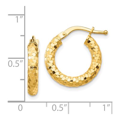 14K Yellow Gold 17mm Diamond-Cut Tube Hoop Earrings – view 5