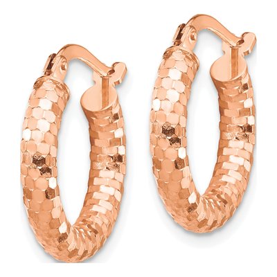 14K Rose Gold 17mm Diamond-Cut Tube Hoop Earrings – view 3