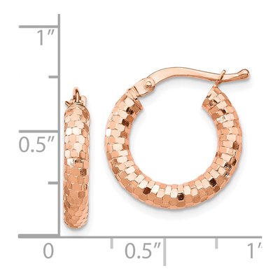 14K Rose Gold 17mm Diamond-Cut Tube Hoop Earrings – view 5